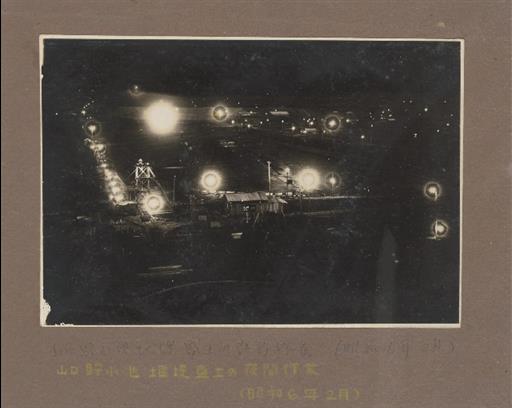 【山口貯水池】堰堤盛土の夜間作業